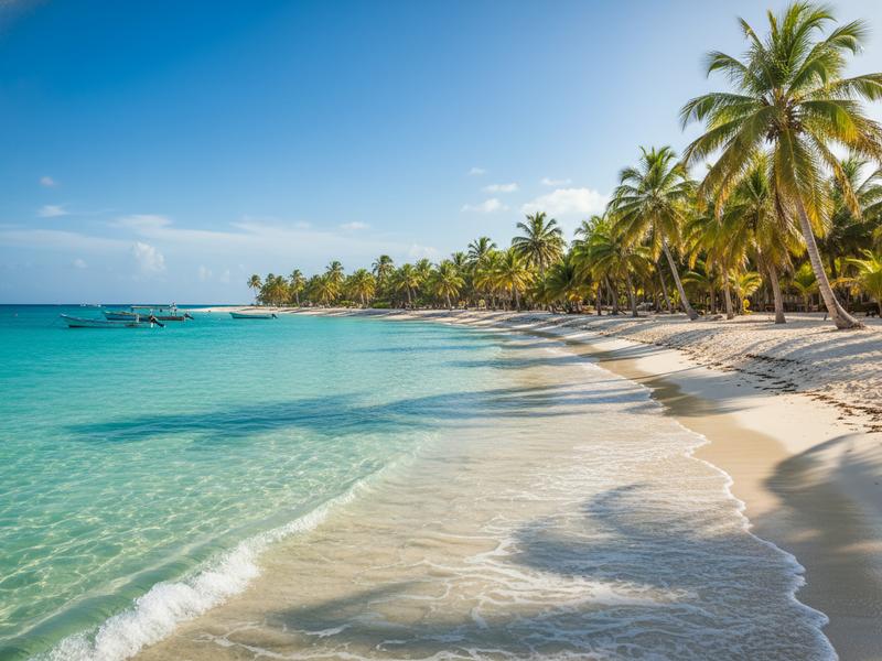 Elevated view of Sayulita beach showing the main surf break with surfers in the lineup and colorful fishing boats near shore