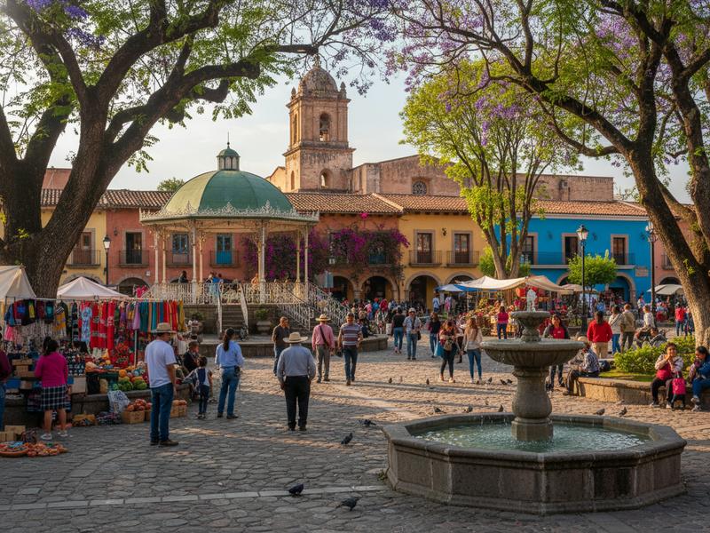 Historic center of Valle de Bravo in summer