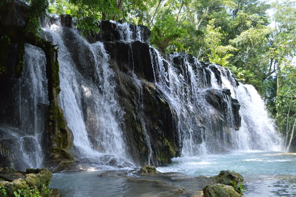 Waterfalls and natural pools at Villa Luz ecological reserve near Tapijulapa Tabasco with sulfurous springs