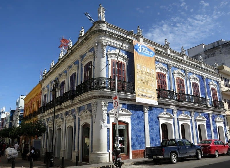Casa de los Azulejos historic building in Villahermosa — 19th-century mansion with Catalan ceramic tile facade